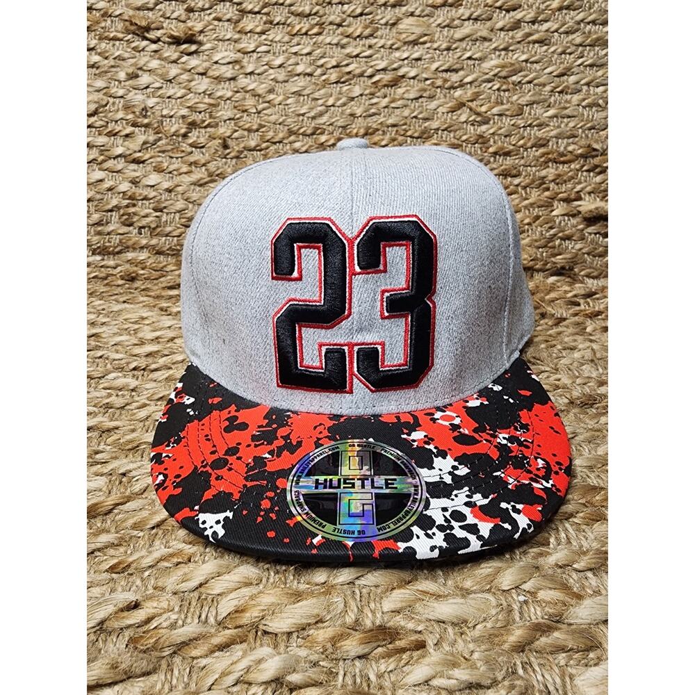 NEW! MICHAEL JORDAN 23 OG GREY BLACK RED WHITE CAP BULLS HUSTLE SNAPBACK HAT